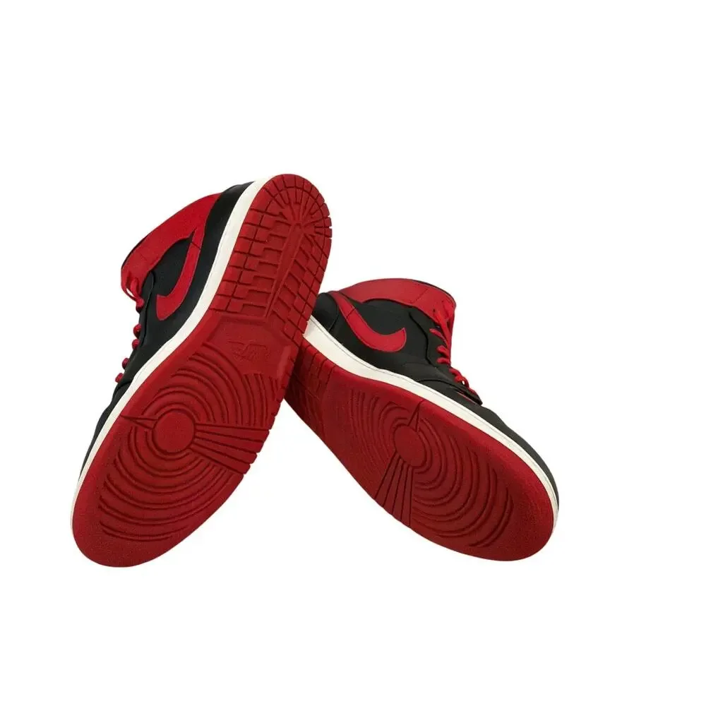 Nike Shoes Air Jordan 1 Mid Black Red Sneakers Size Men's 12